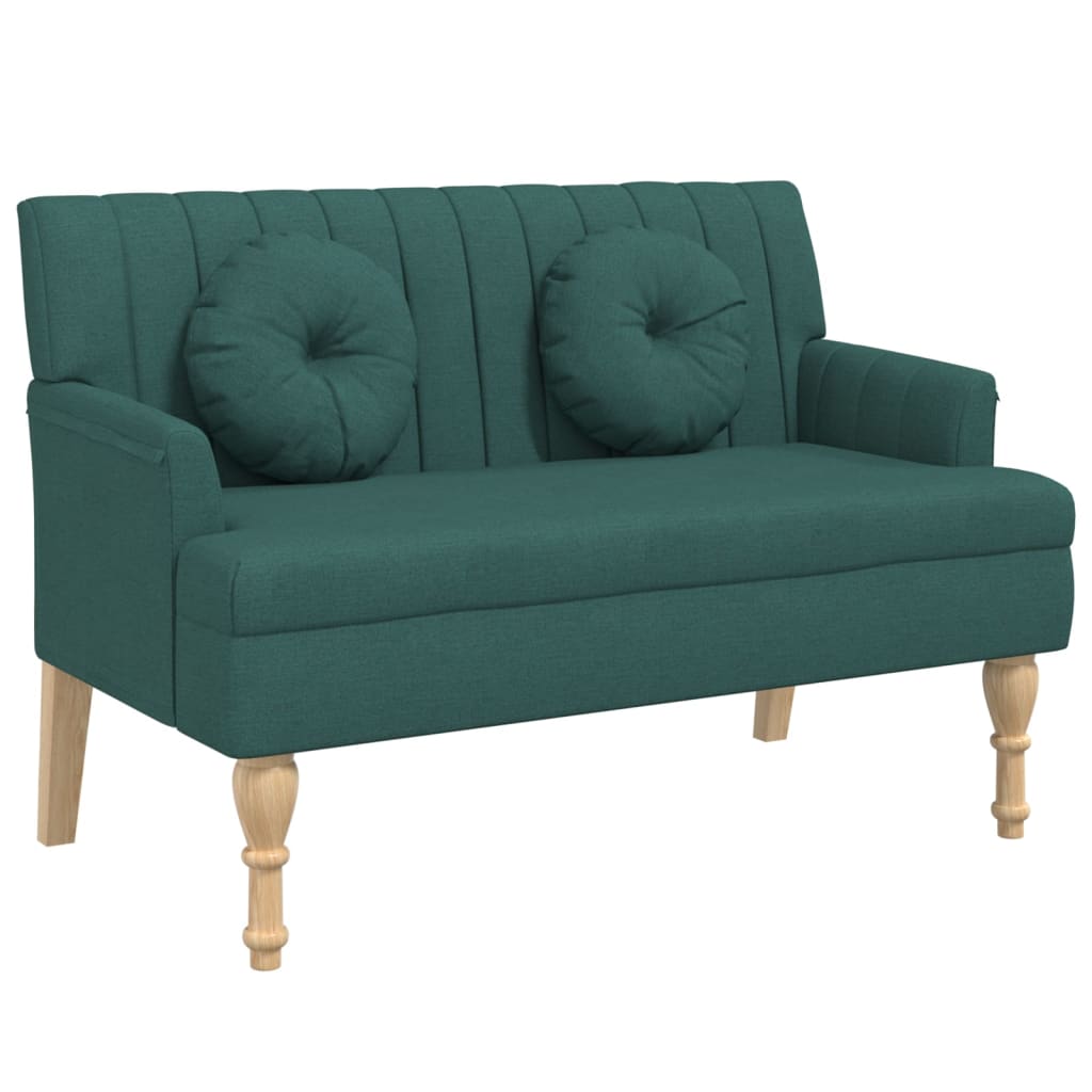 vidaXL Bench with Cushions Dark Green 44.5"x25.4"x29.7" Fabric