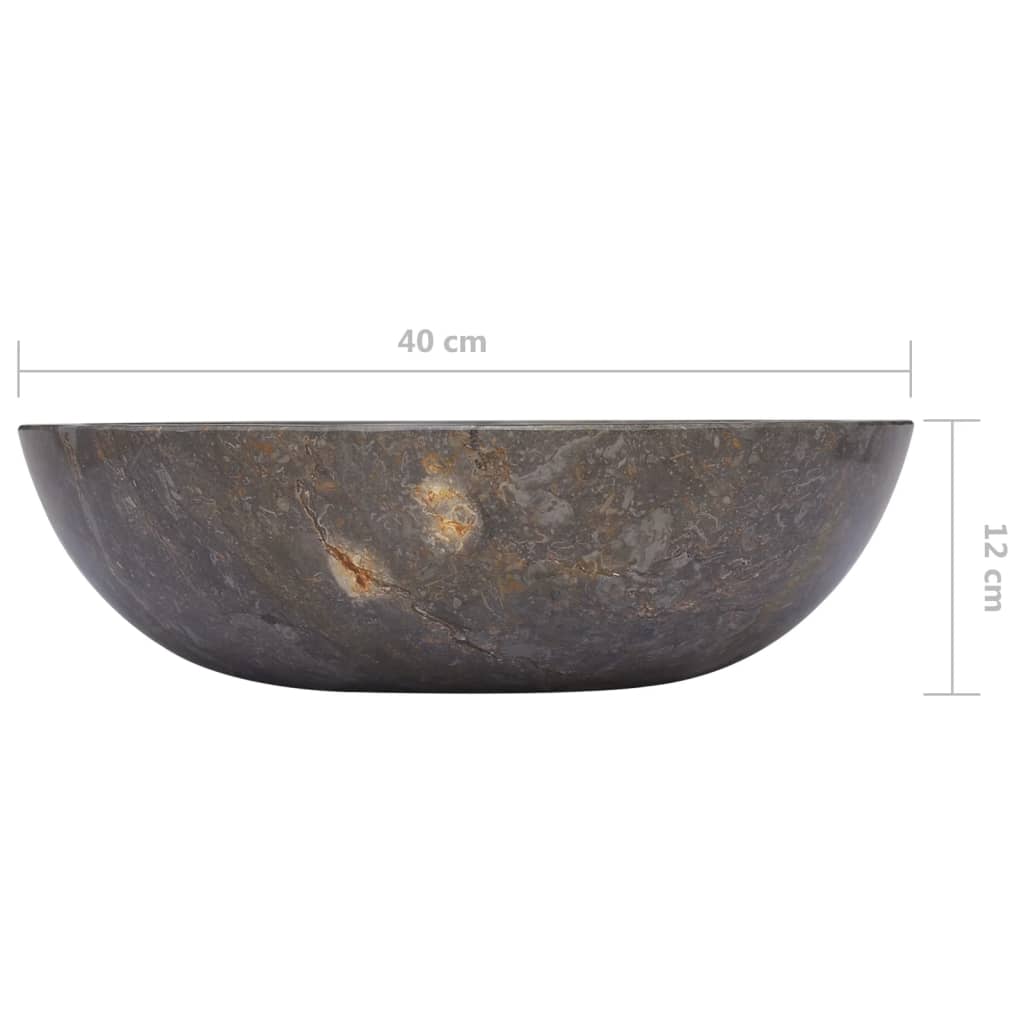 vidaXL Sink Gray Ø27.6"x4.7" Marble