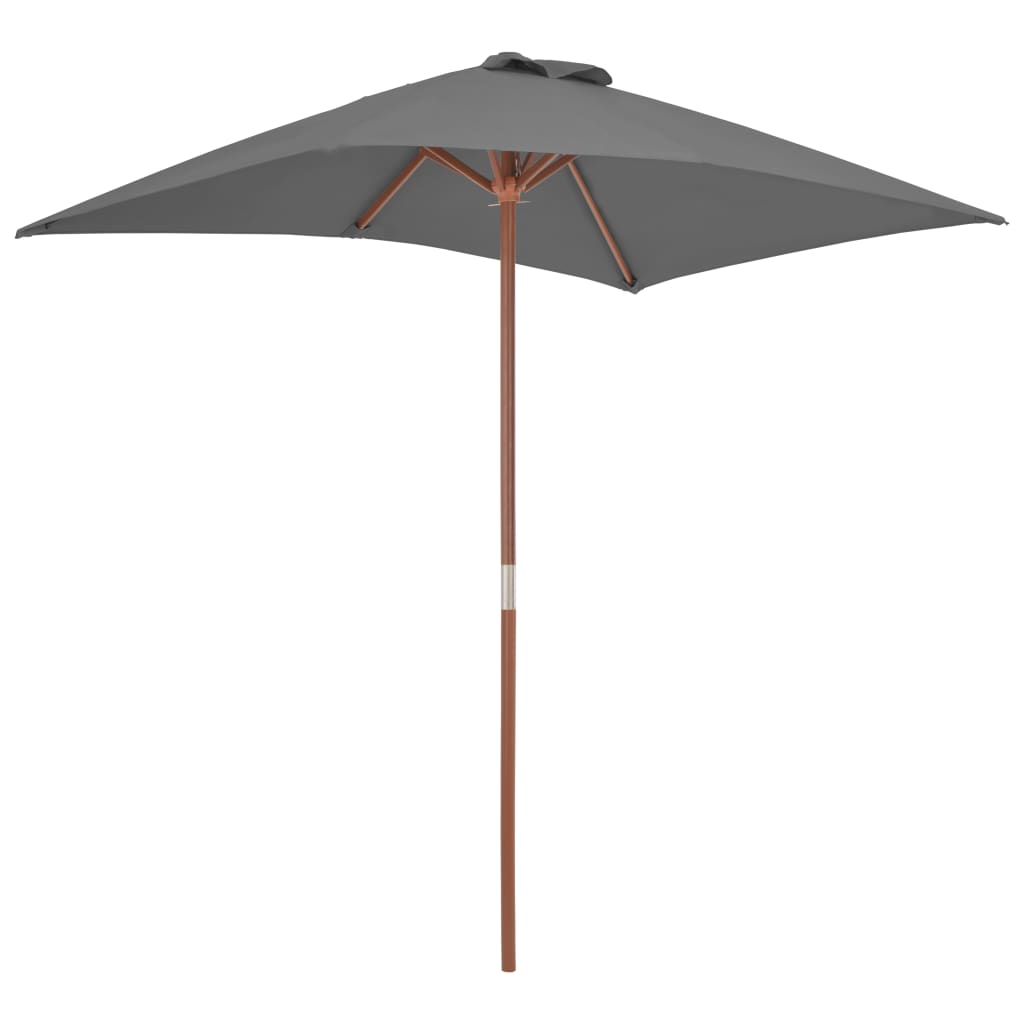 vidaXL Outdoor Parasol with Wooden Pole 59.1"x78.7" Anthracite