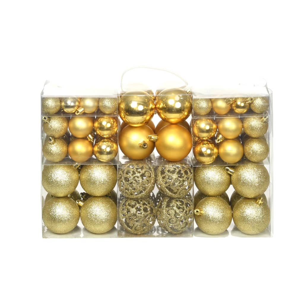 vidaXL 100 Piece Christmas Ball Set 1.2"/1.6"/2.4" Gold