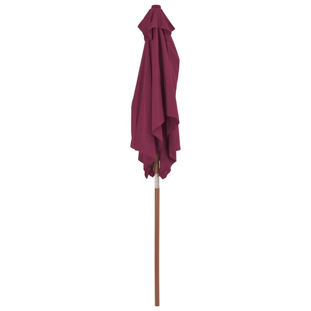 vidaXL Garden Parasol with Wooden Pole 59.1"x78.7" Bordeaux Red