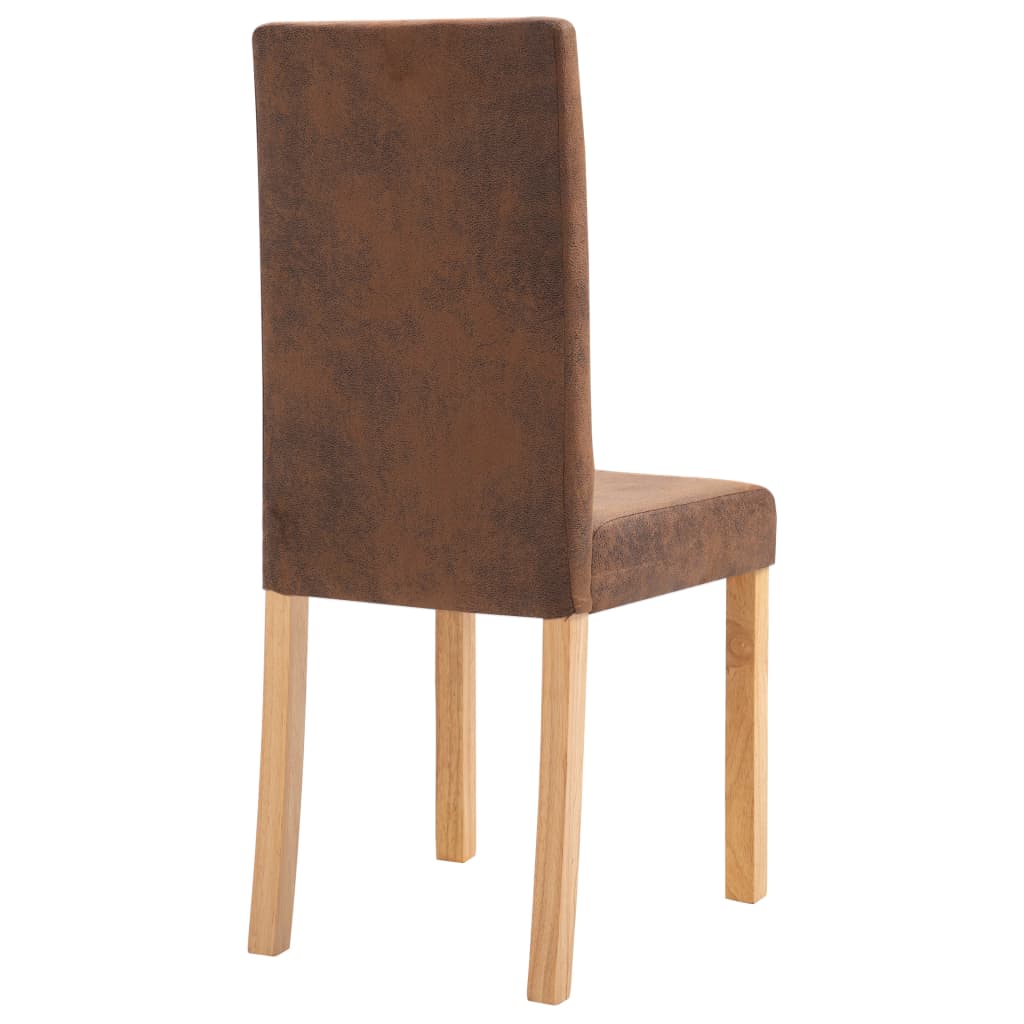 vidaXL Dining Chairs 2 pcs Brown Faux Suede Leather