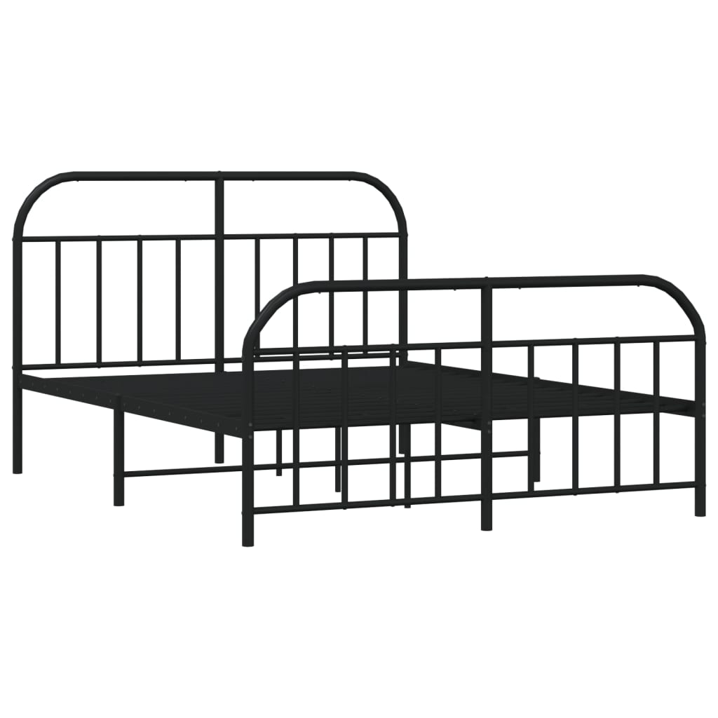 vidaXL Metal Bed Frame without Mattress with Footboard Black 72"x83.9"