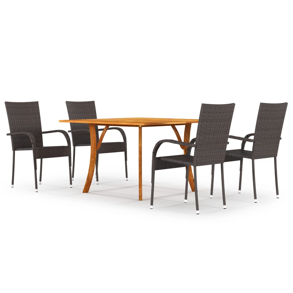 vidaXL 5 Piece Patio Dining Set Brown