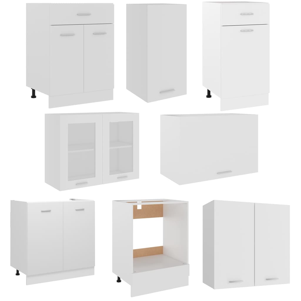 vidaXL 8 Piece Kitchen Cabinet Set White Engineered Wood