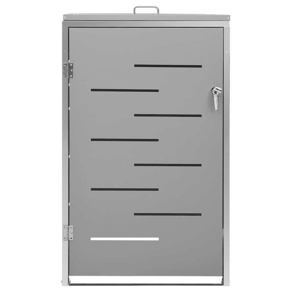 vidaXL Single Wheelie Bin Shed 27.2"x30.5"x44.3" Stainless Steel