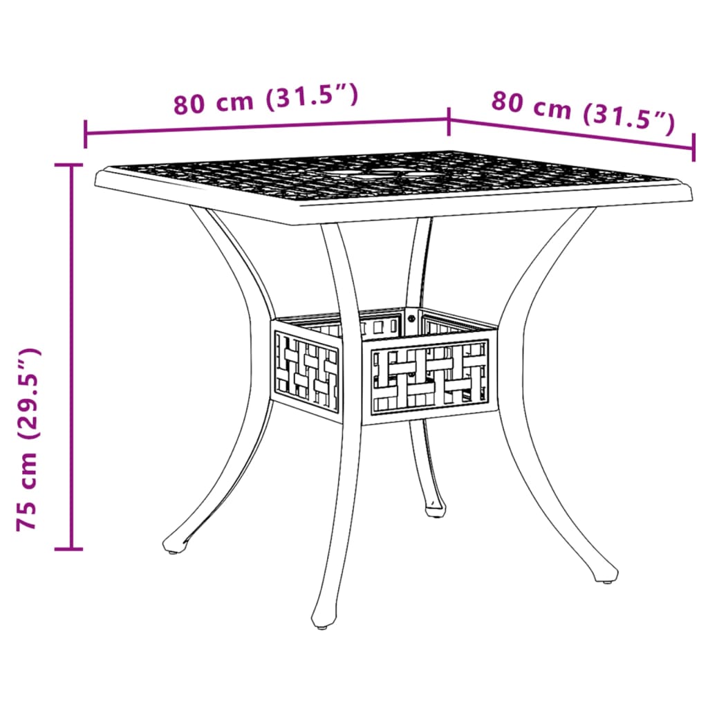 vidaXL Patio Table White 31.5"x31.5"x29.5" Cast Aluminum