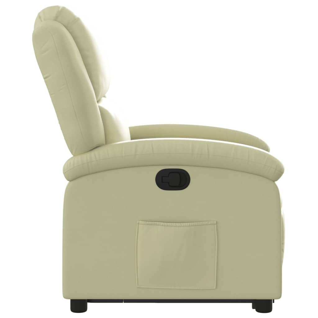 vidaXL Stand up Recliner Chair Cream Real Leather