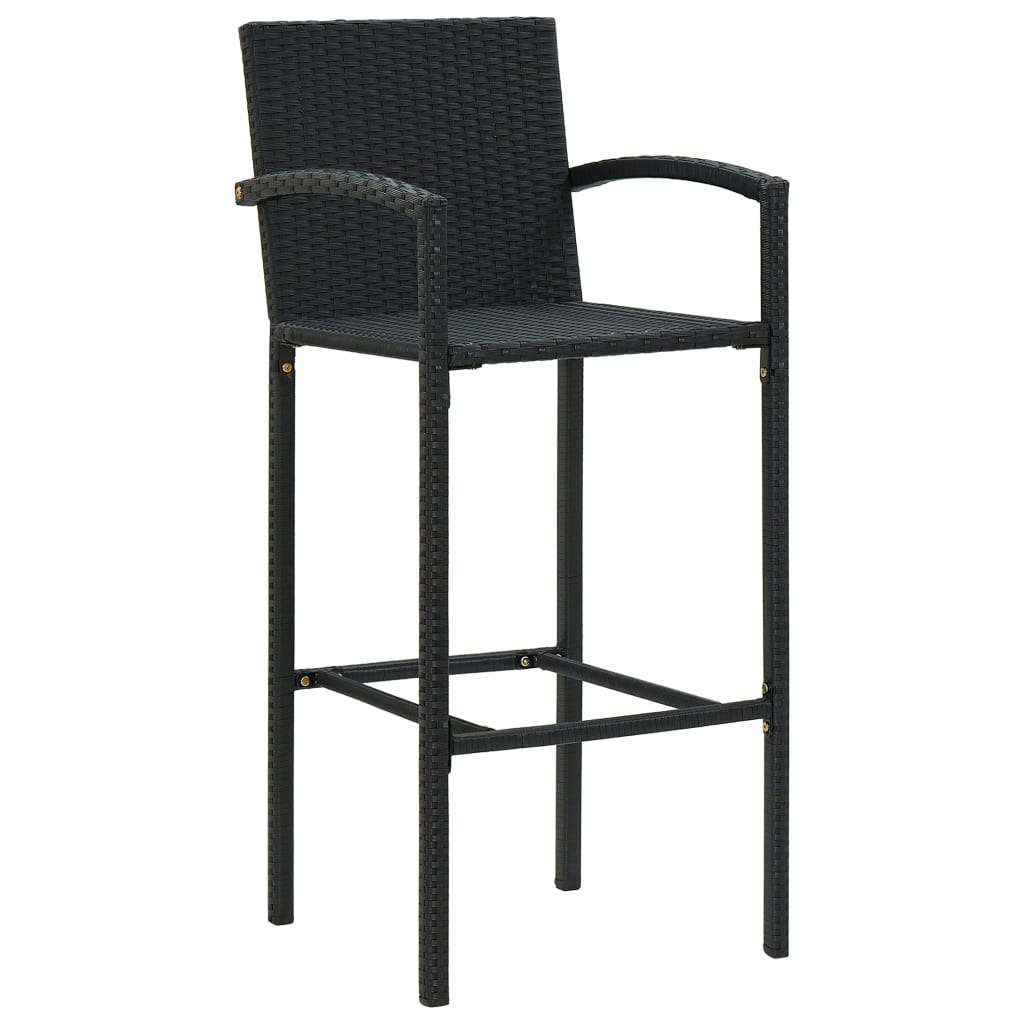 vidaXL 11 Piece Patio Bar Set Black Poly Rattan