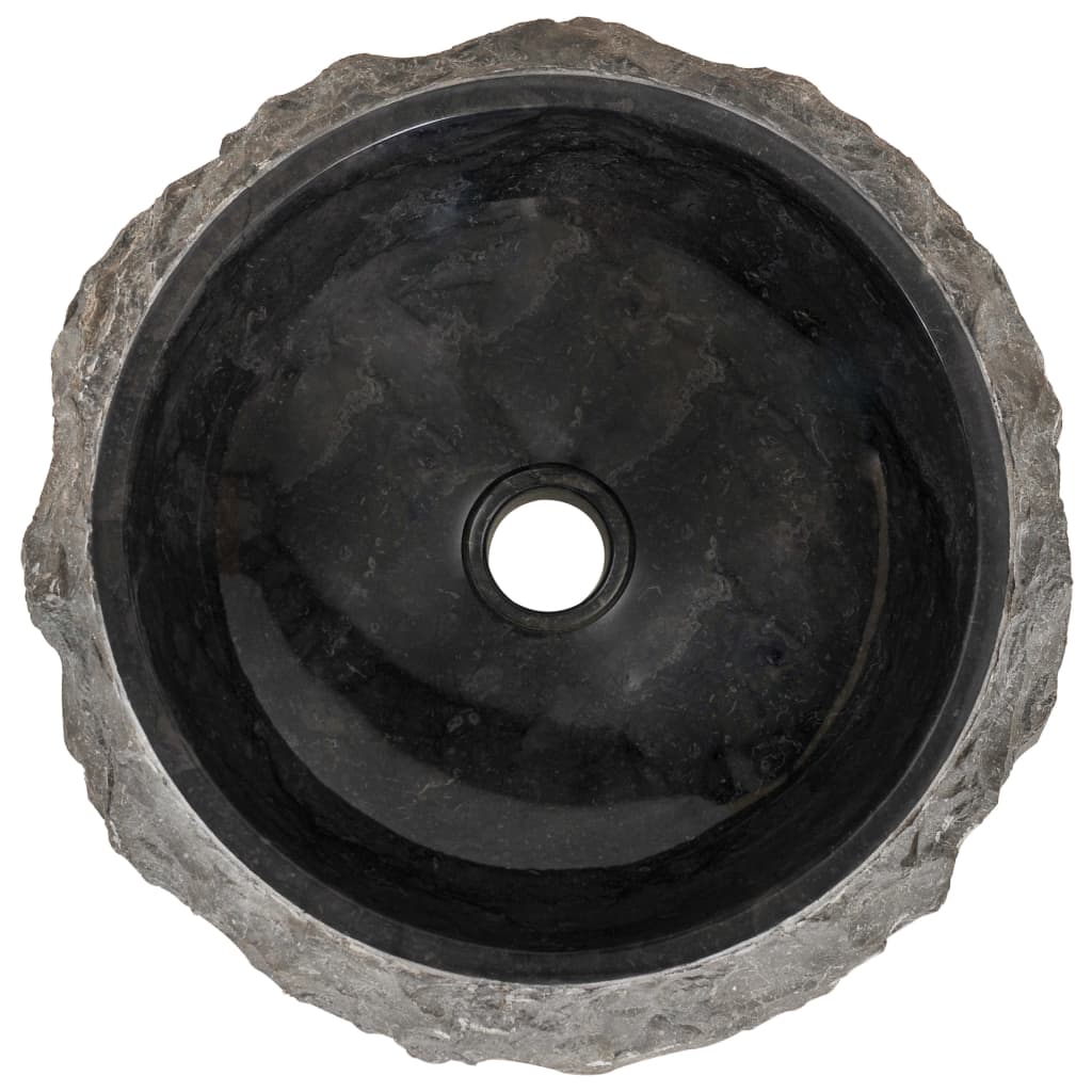 vidaXL Sink 15.7"x4.7" Marble Black