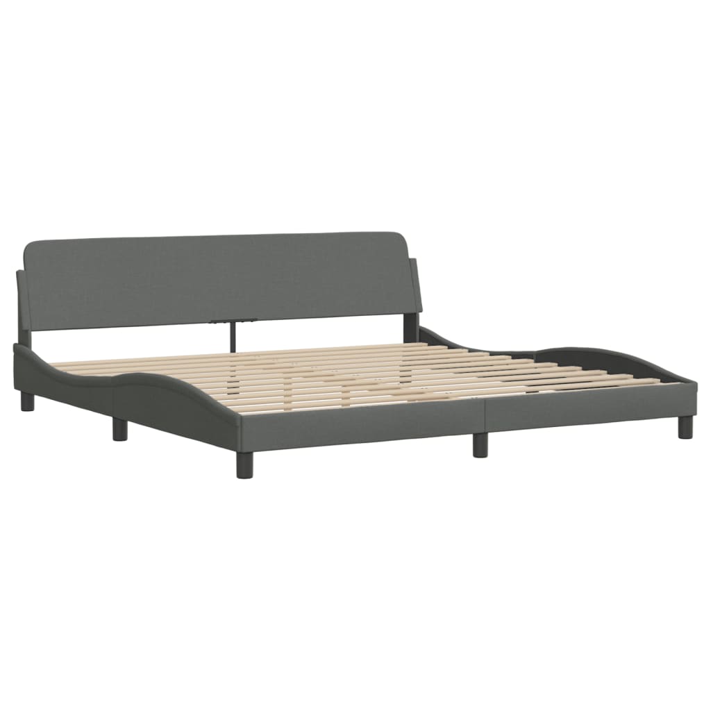 vidaXL Bed Frame with Headboard Dark Gray 76"x79.9" King Fabric