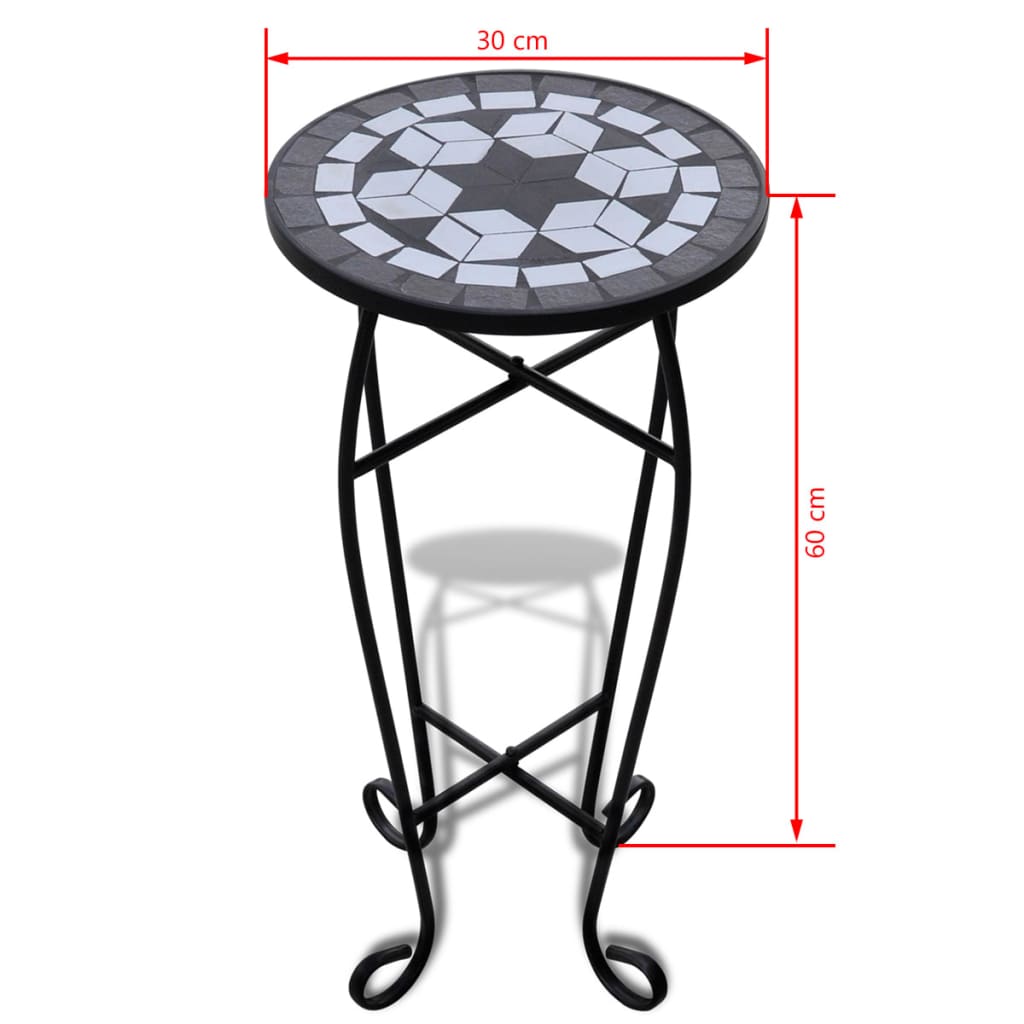 vidaXL Mosaic Side Table Plant Table Black White