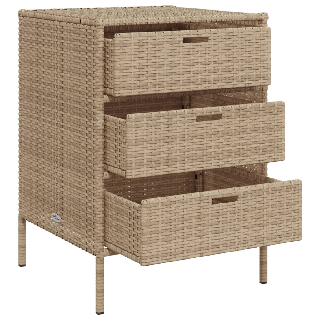 vidaXL Patio Storage Cabinet Beige 21.7"x23.2"x31.5" Poly Rattan