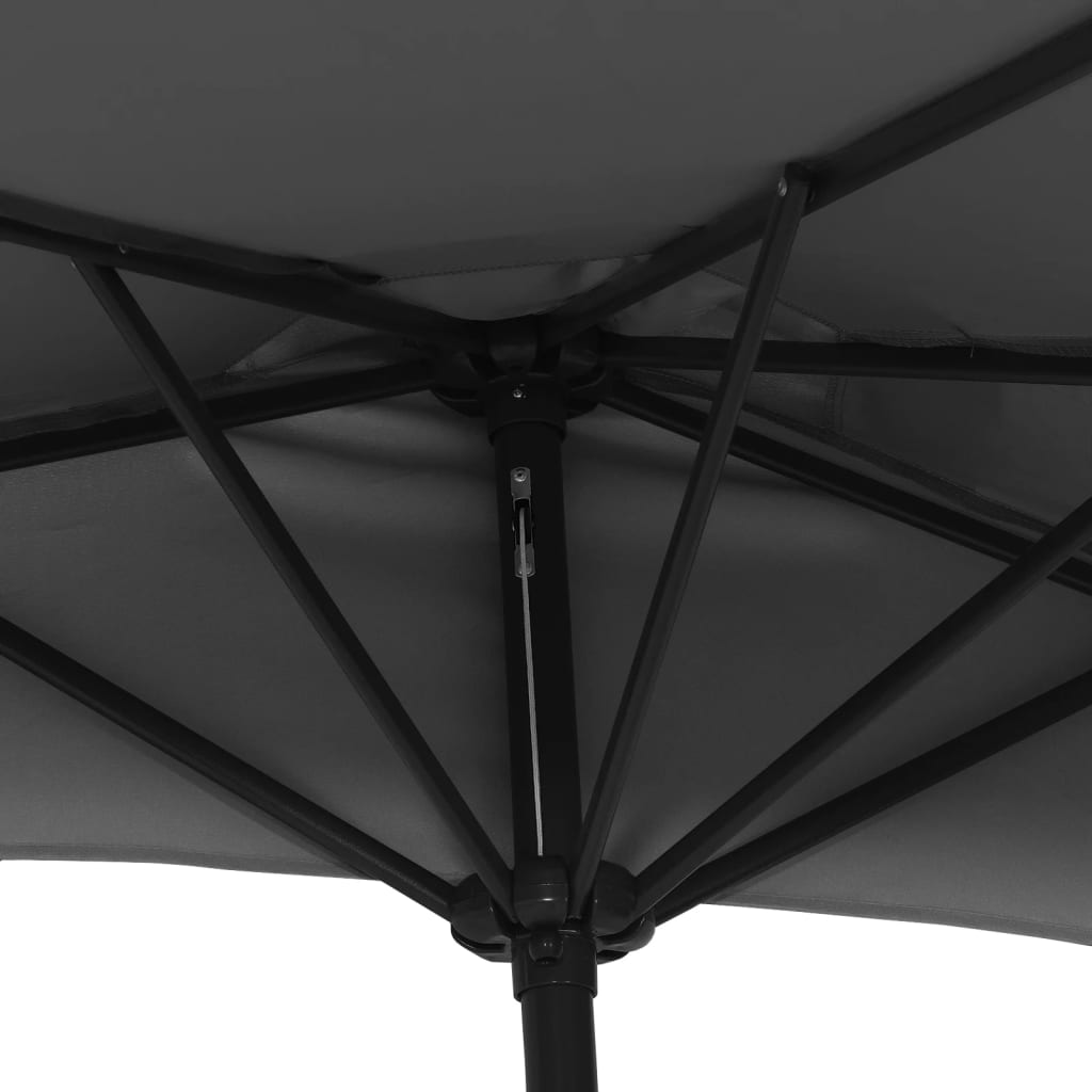 vidaXL Garden Parasol with Aluminum Pole Anthracite 118.1"x61" Half