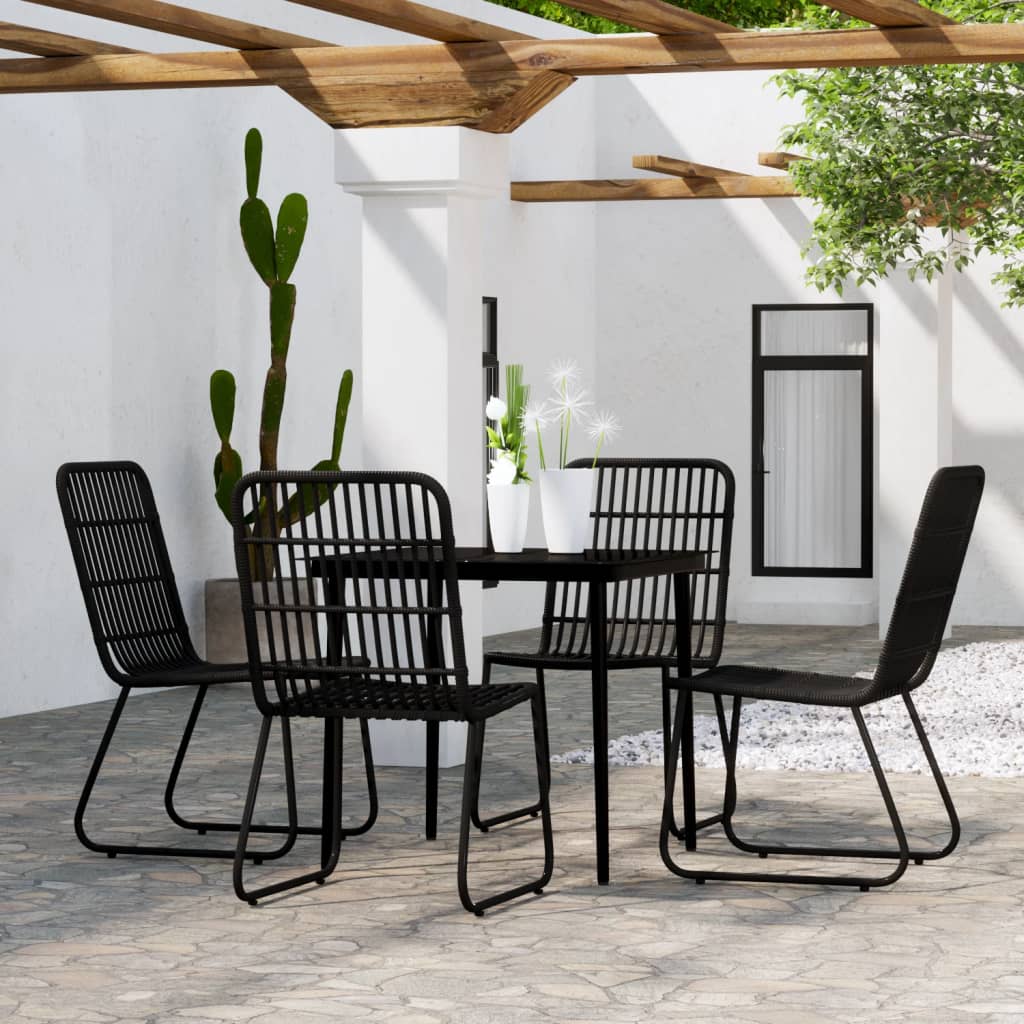 vidaXL 5 Piece Patio Dining Set Black