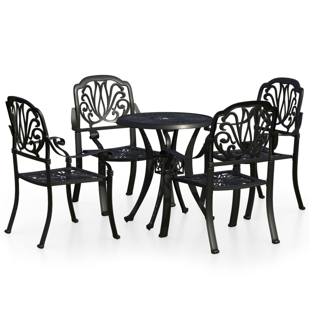 vidaXL 5 Piece Bistro Set Cast Aluminum Black