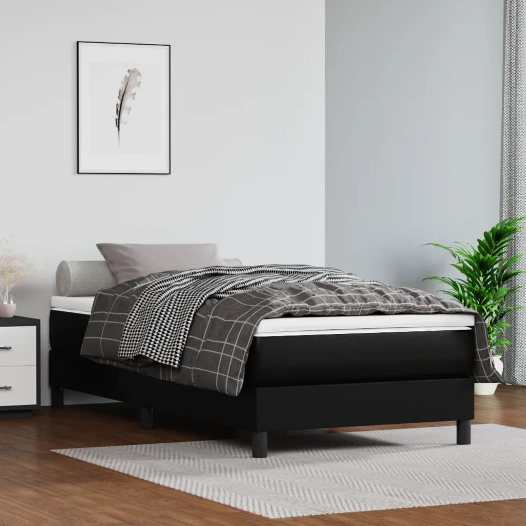 vidaXL Bed Frame Black 39.4"x79.9" Twin XL Faux Leather