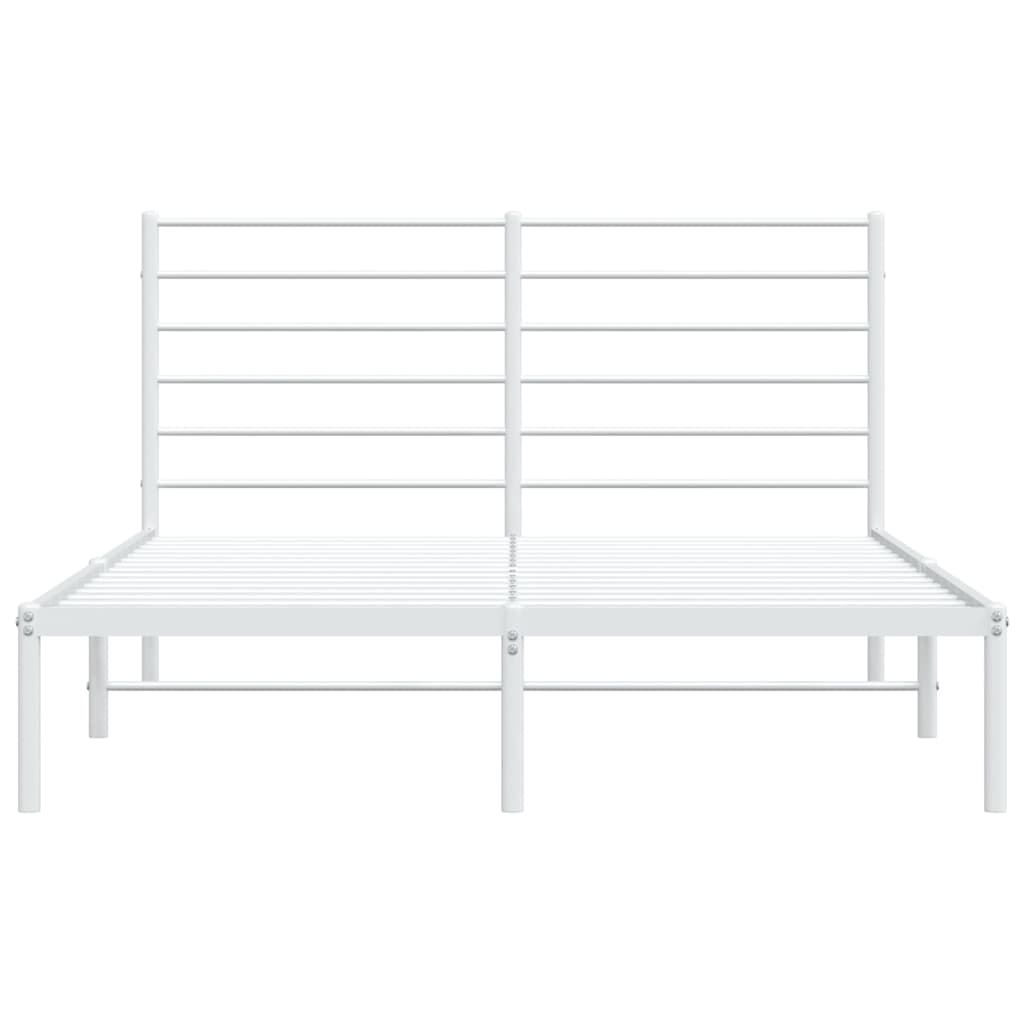 vidaXL Metal Bed Frame without Mattress with Headboard White 53.1"x74.8"