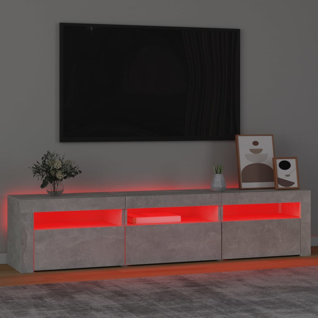 vidaXL TV Stand with LED Lights Concrete Gray 70.9"x13.8"x15.7"