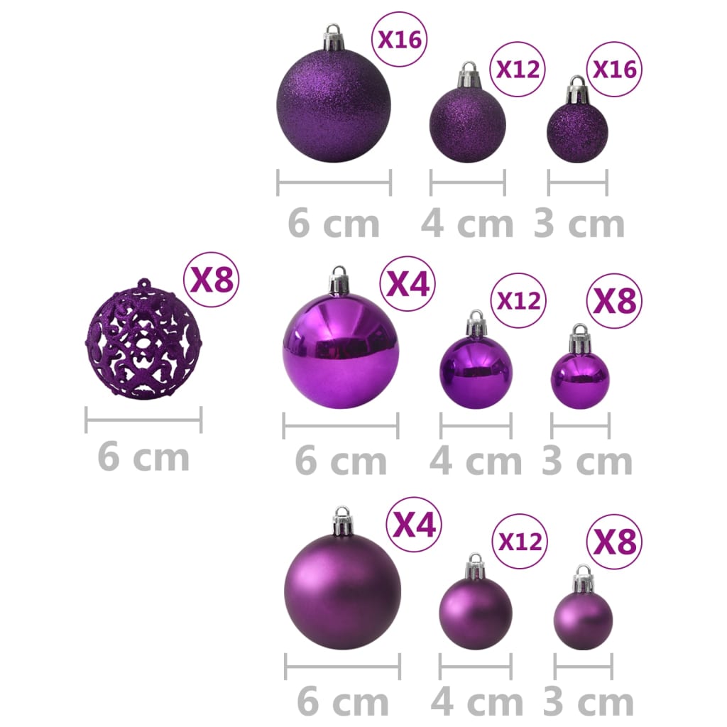 vidaXL 100 Piece Christmas Ball Set Purple