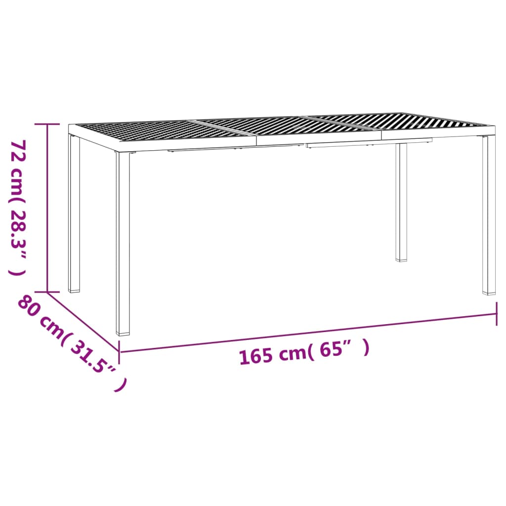 vidaXL Patio Table Anthracite 65"x31.5"x28.3" Steel