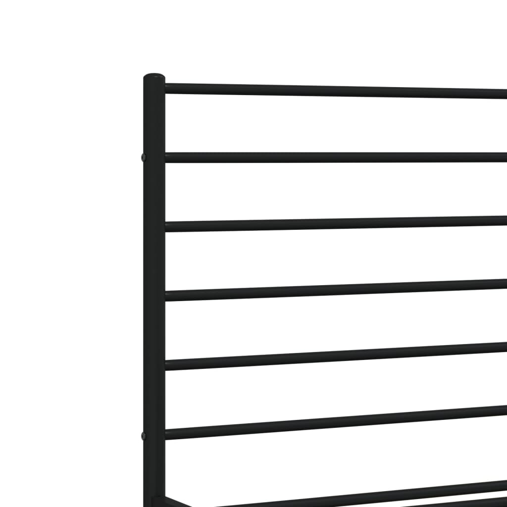 vidaXL Metal Bed Frame without Mattress with Footboard Black 76"x79.9"