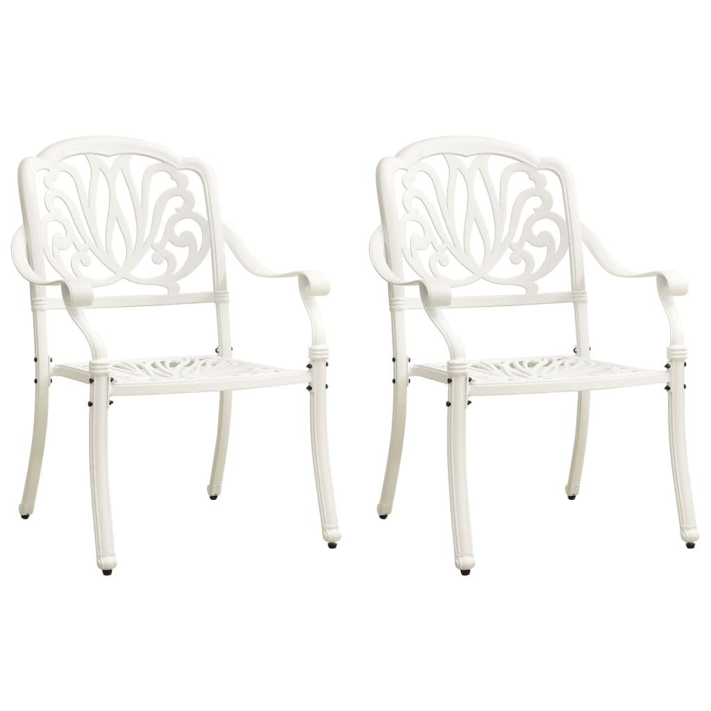 vidaXL 3 Piece Bistro Set Cast Aluminum White