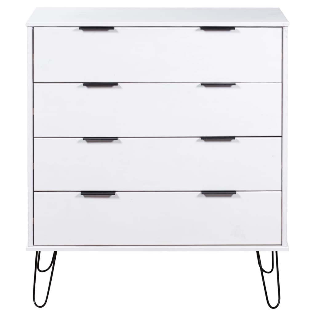 vidaXL Drawer Cabinet White 30.1"x15.6"x35.6" Solid Pine Wood