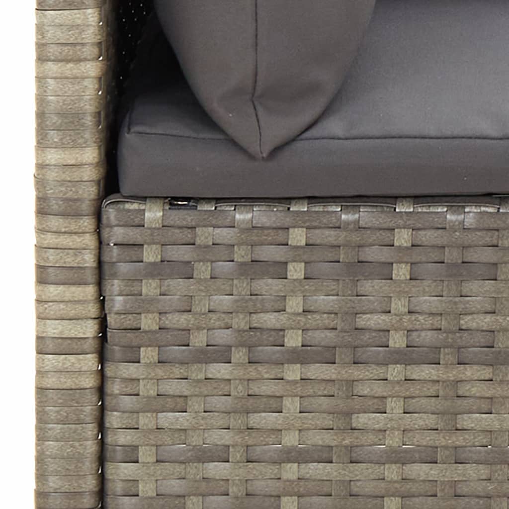 vidaXL 7 Piece Patio Lounge Set with Cushions Gray Poly Rattan