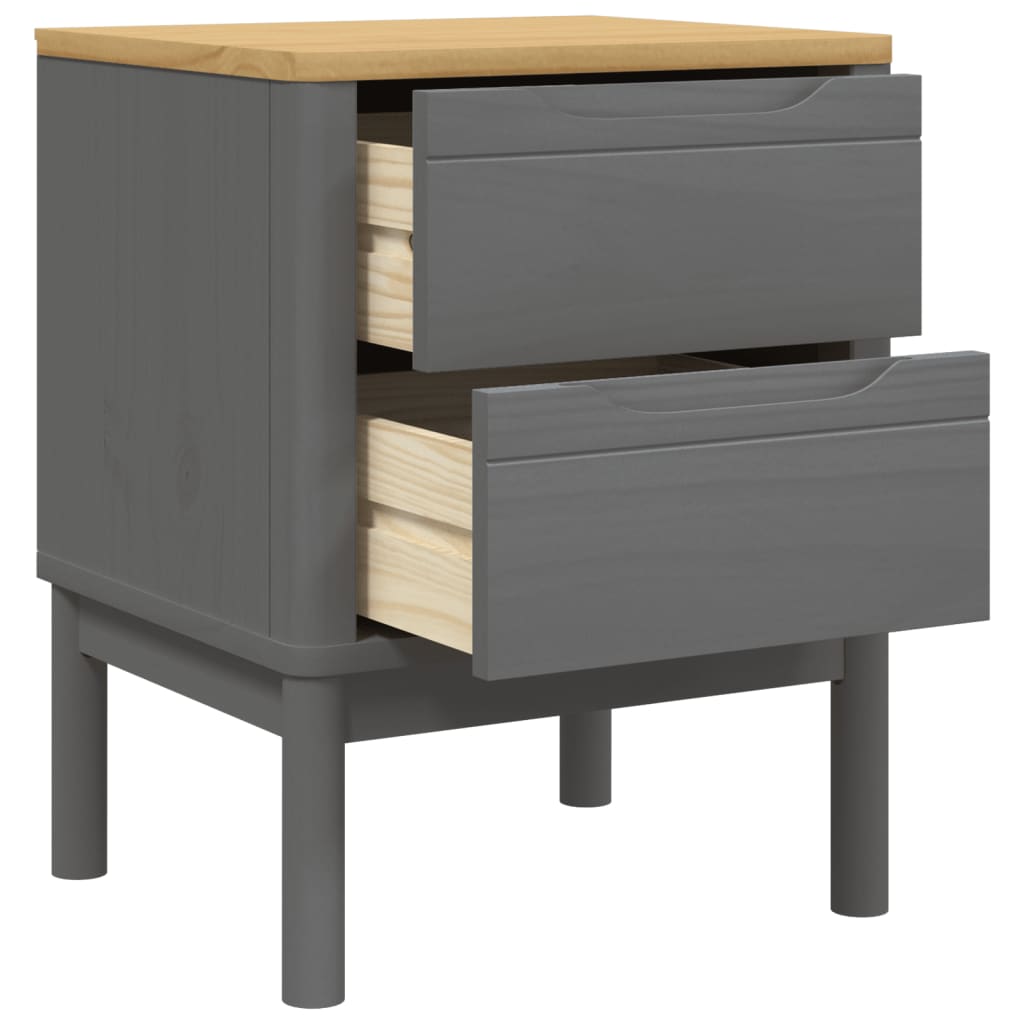 vidaXL Bedside Cabinet FLORO Gray 17.7"x15.4"x22.4" Solid Wood Pine