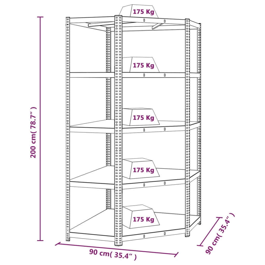 vidaXL 5-Layer Shelves 3 pcs Silver Steel&Engineered Wood