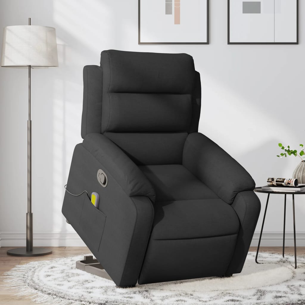 vidaXL Stand up Massage Recliner Chair Black Fabric