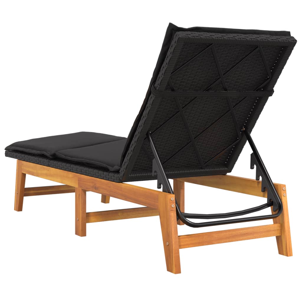 vidaXL Sun Loungers with Cushions 2 pcs Poly Rattan and Solid Wood Acacia