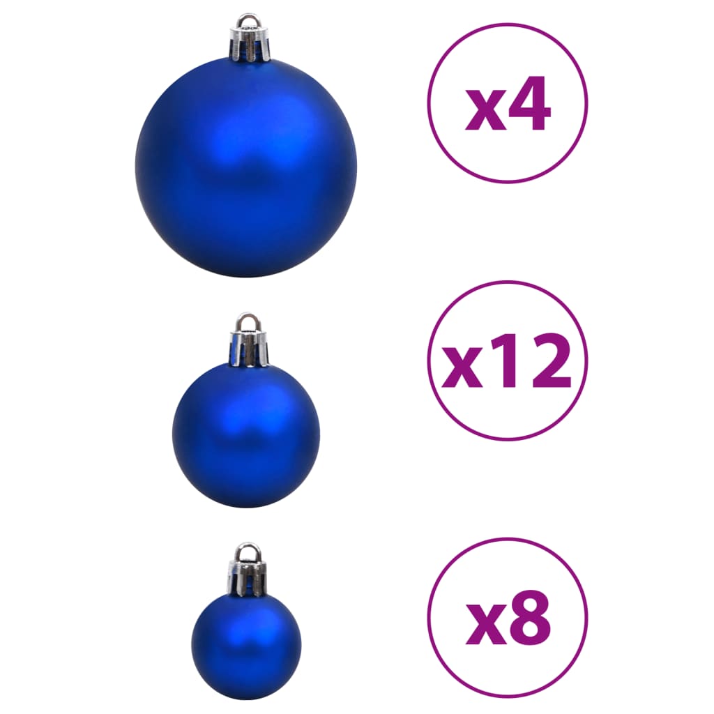 vidaXL Christmas Baubles 100 pcs Blue and Silver 1.2" / 1.6" / 2.4"