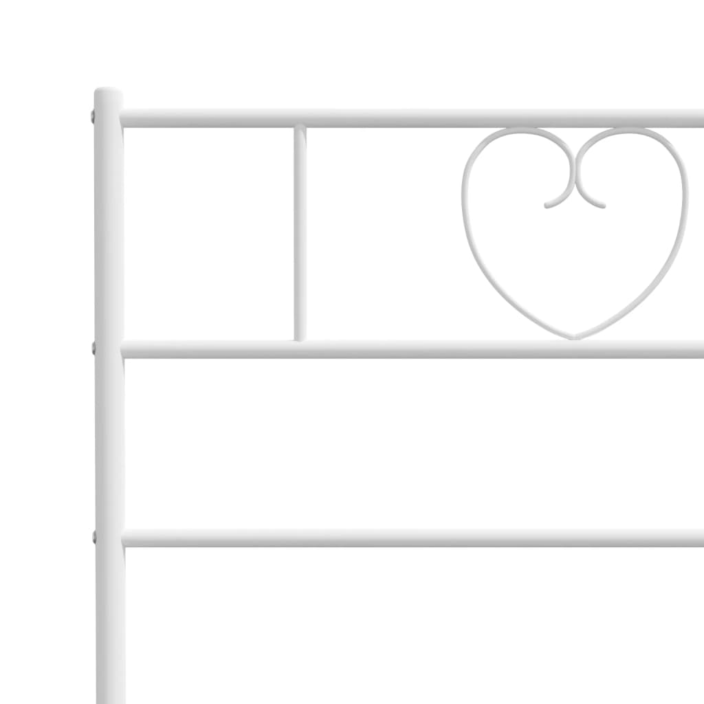 vidaXL Metal Bed Frame without Mattress with Headboard White 39.4"x74.8"