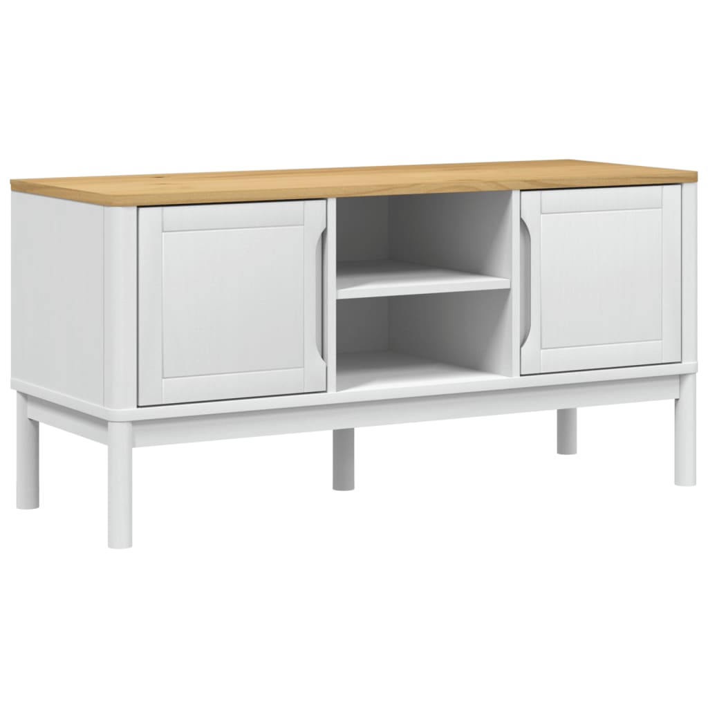 vidaXL TV Stand FLORO White 44.9"x16.9"x21.7" Solid Wood Pine