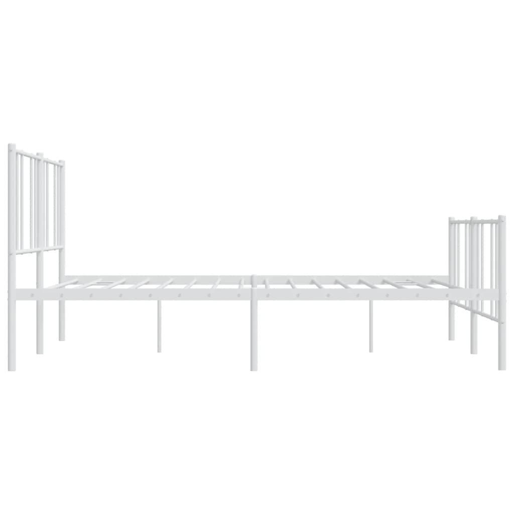 vidaXL Metal Bed Frame without Mattress with Footboard White 72"x83.9"