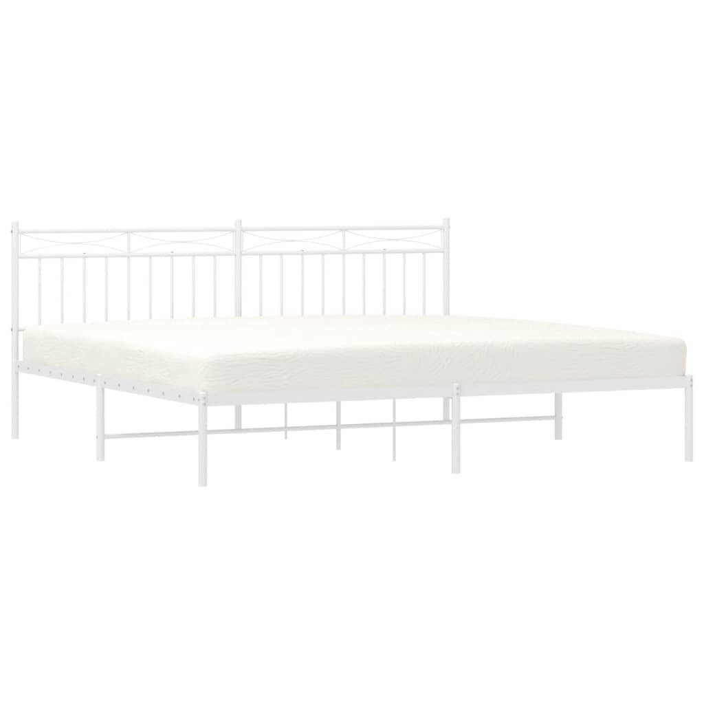 vidaXL Metal Bed Frame without Mattress with Headboard White 76"x79.9"