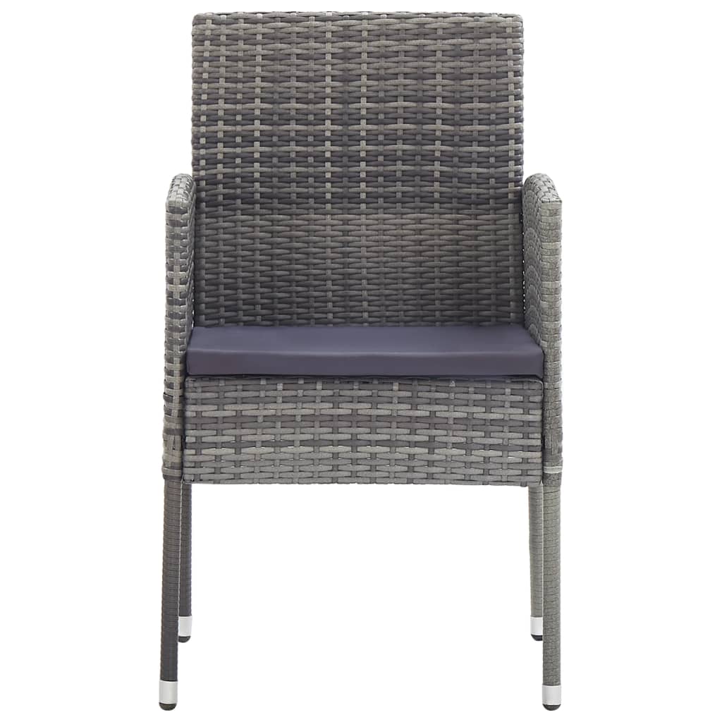 vidaXL Patio Chairs with Dark Gray Cushions 4 pcs Gray Poly Rattan