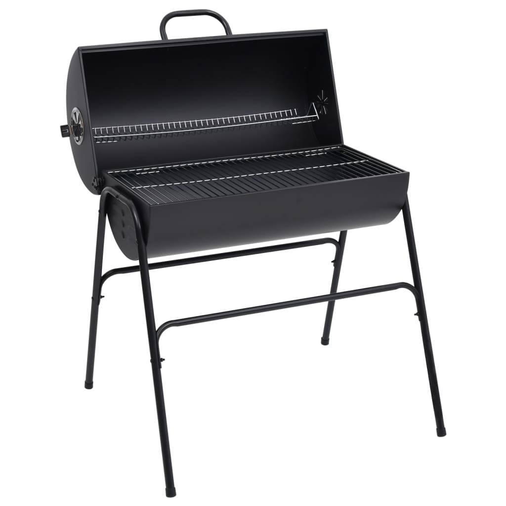 DrumGrill BarrelKings - Drumgrill Big BBQ Exterieur - Noir - Acier  Inoxydable - Aspect Industriel - Panier à Charbon, Grille & Couvercle  Inclus - 200L - BarrelKings