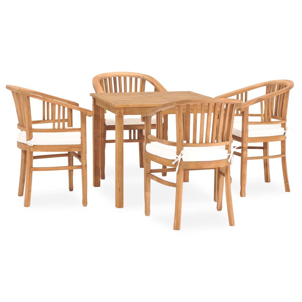 vidaXL 5 Piece Patio Dining Set with Cushions Solid Teak Wood