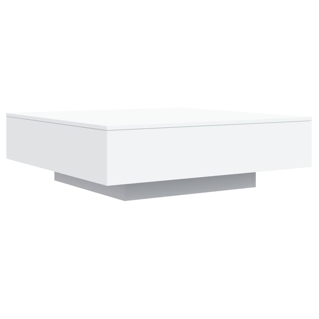 vidaXL Coffee Table with LED Lights White 39.4"x39.4"x12.2"