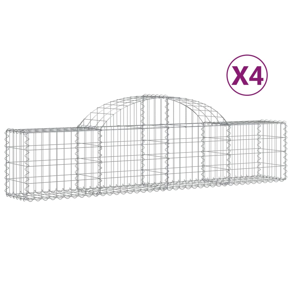 vidaXL Arched Gabion Baskets 4 pcs 78.7"x11.8"x15.7"/23.6" Galvanized Iron