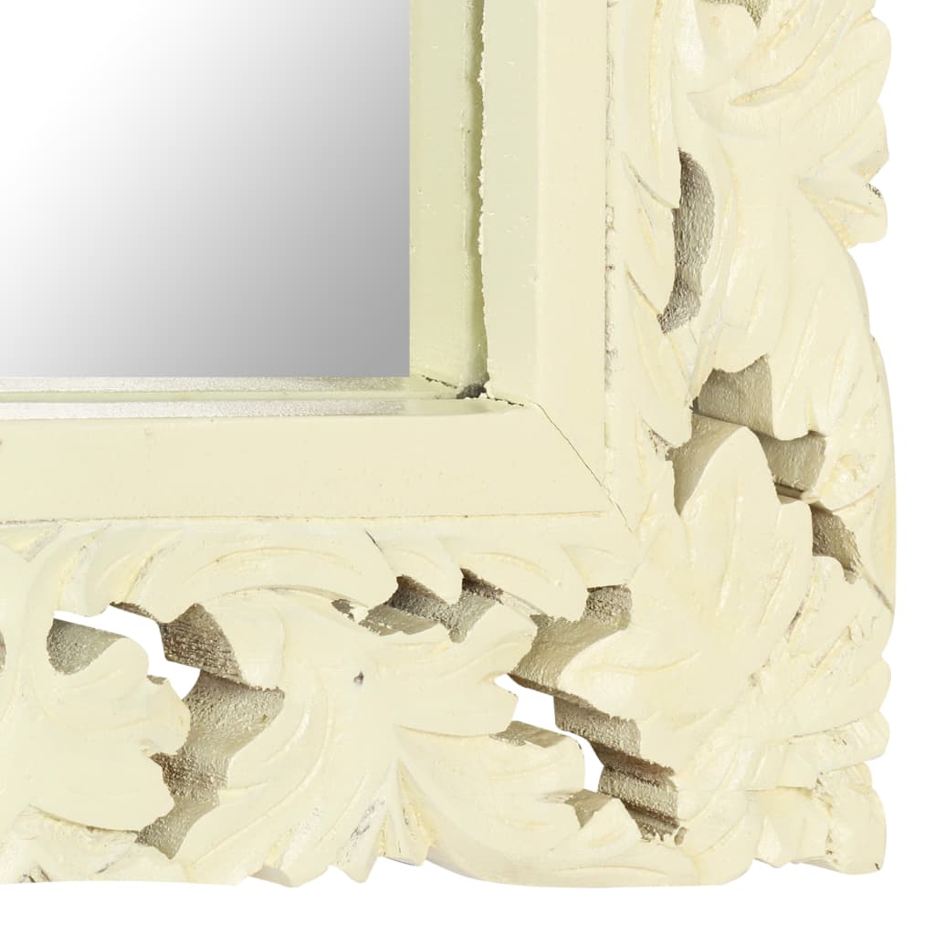 vidaXL Hand Carved Mirror White 31.5"x19.7" Solid Mango Wood