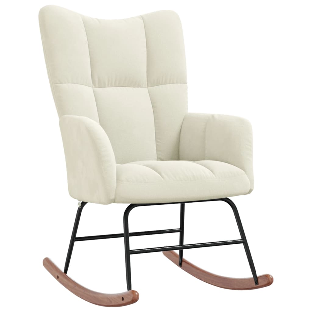 vidaXL Rocking Chair with a Stool Cream White Velvet