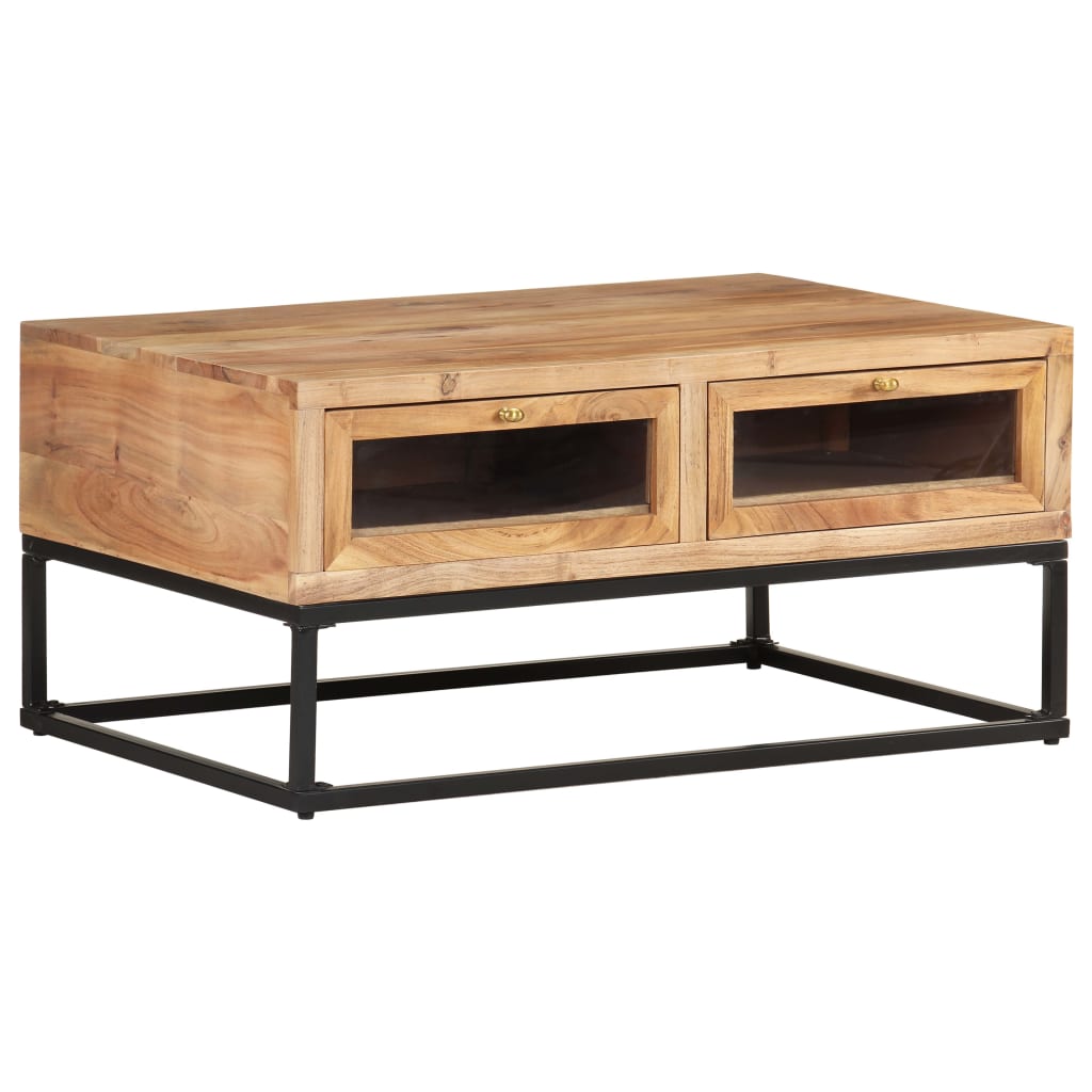 vidaXL Coffee Table 35.4"x23.6"x15.7" Solid Acacia Wood