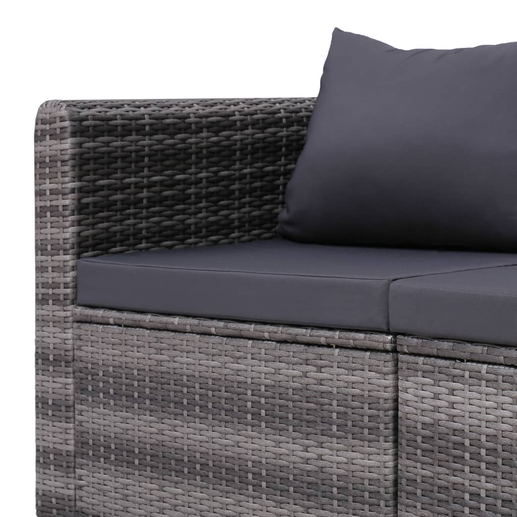 vidaXL 7 Piece Patio Lounge Set with Cushions Poly Rattan Gray