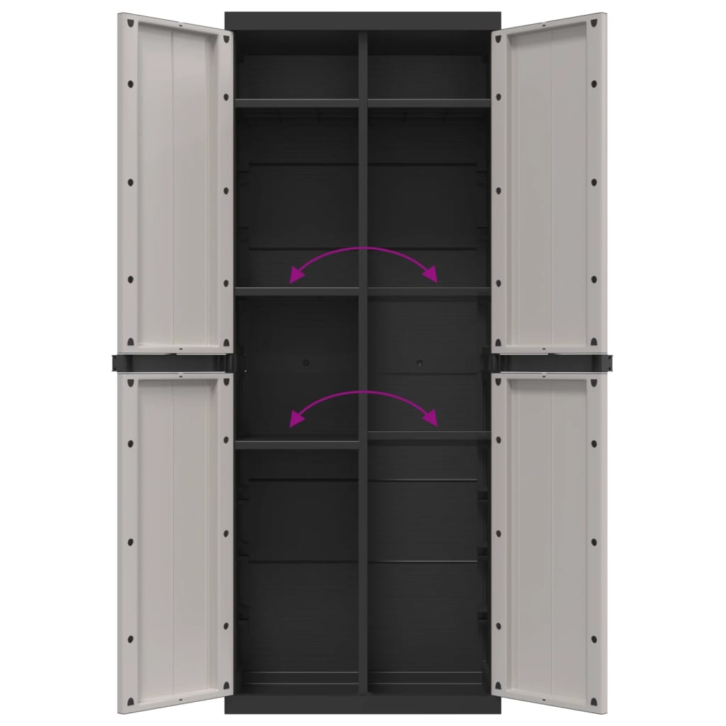 vidaXL Outdoor Storage Cabinet Gray and Black 25.6"x14.6"x65" PP