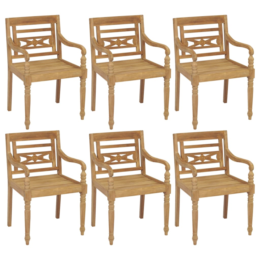 vidaXL Batavia Chairs with Cushions 6 pcs Solid Teak Wood