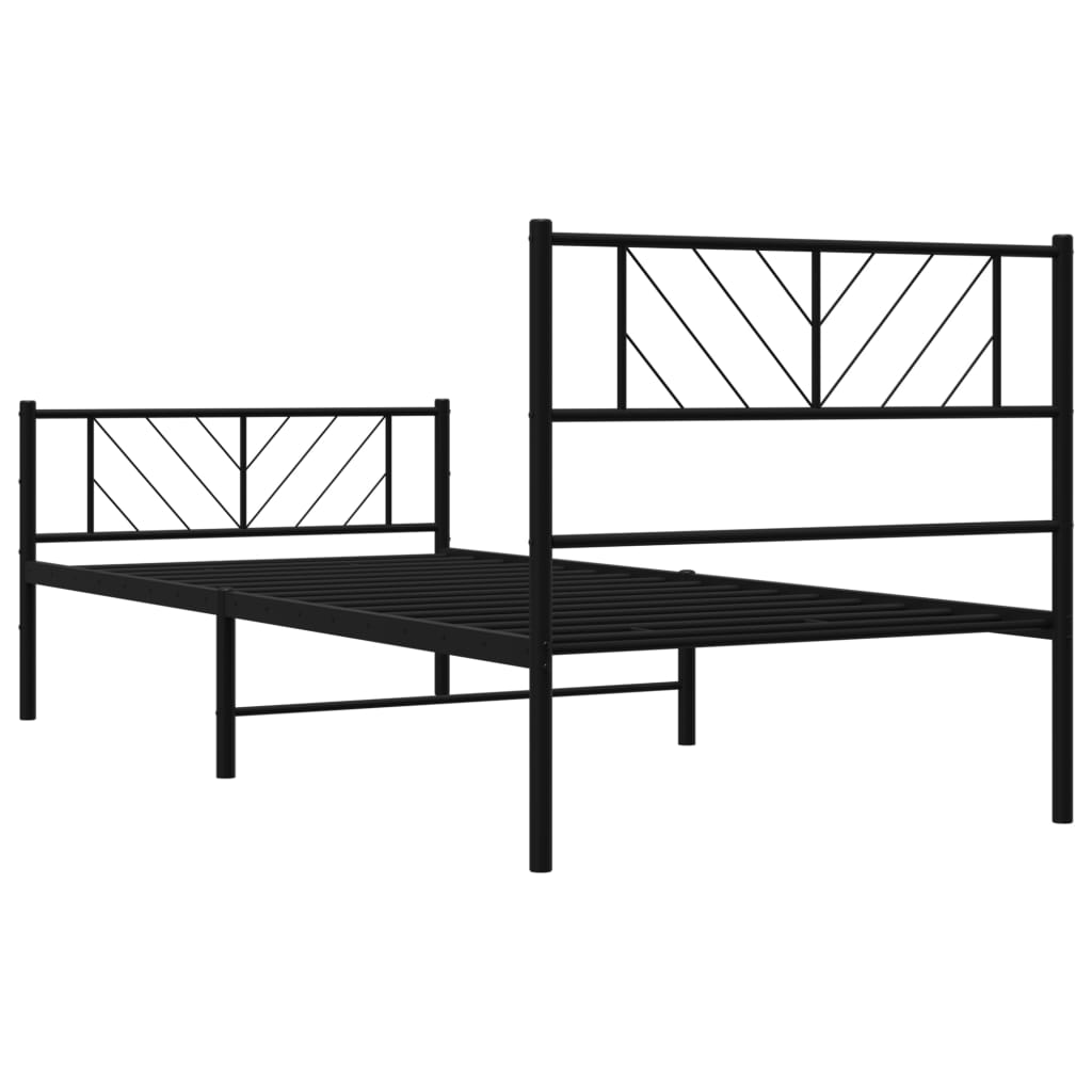 vidaXL Metal Bed Frame without Mattress with Footboard Black 39.4"x78.7"